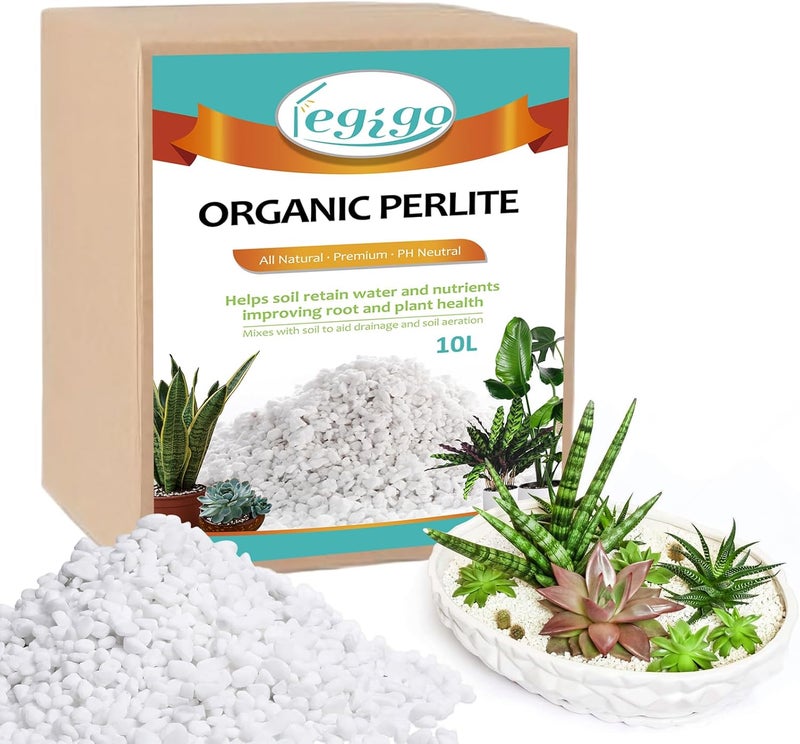 Legigo 10 Quarts Organic Horticultural Perlite for Plants Indoor- Natural Horticultural Soil Additive Conditioner Mix for Improves Drainage, Ventilation and Root Growth - Image 1